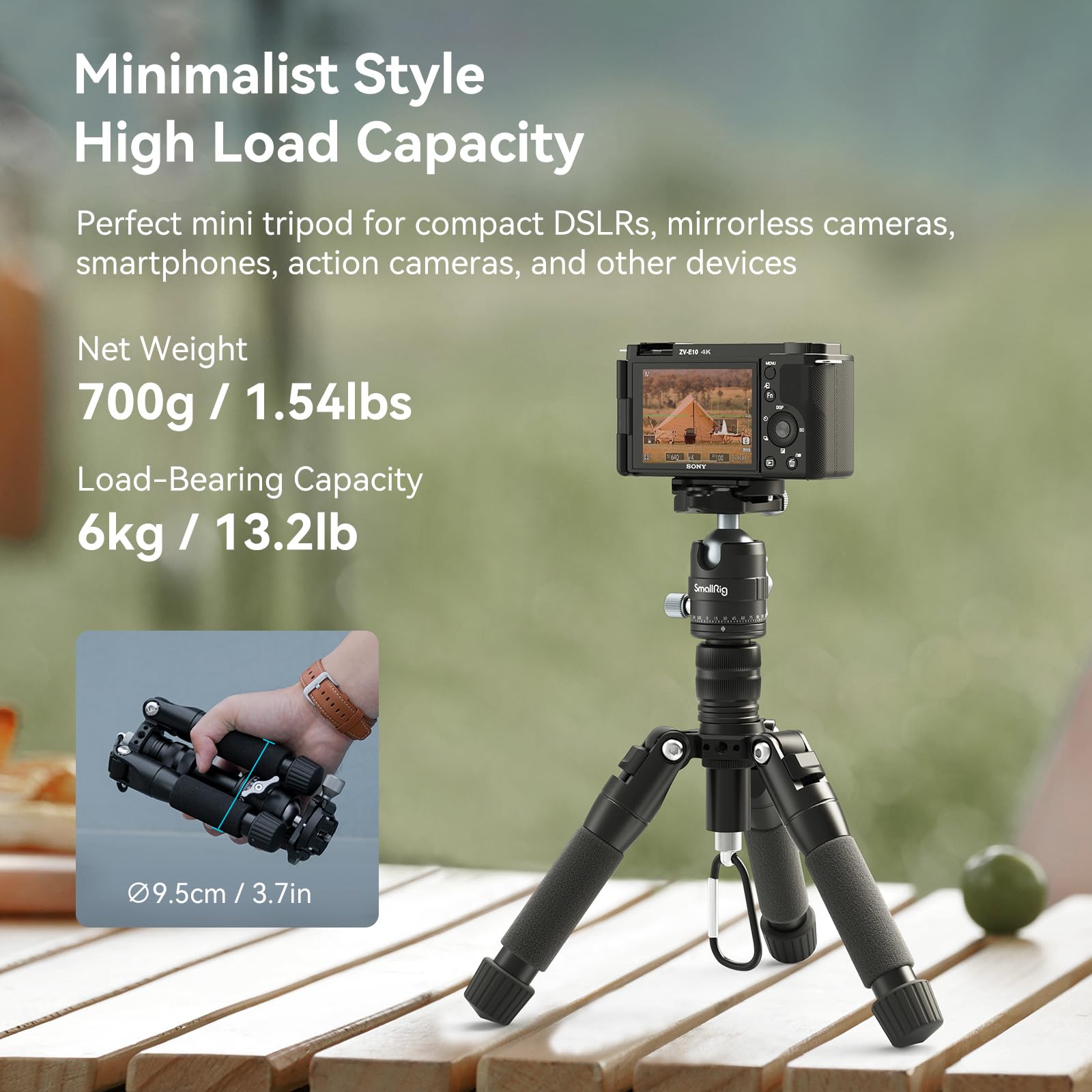 smallrig-4289-vt-20-aluminium-mini-stativ-52-cm-mit-360-kugelkopf image 2