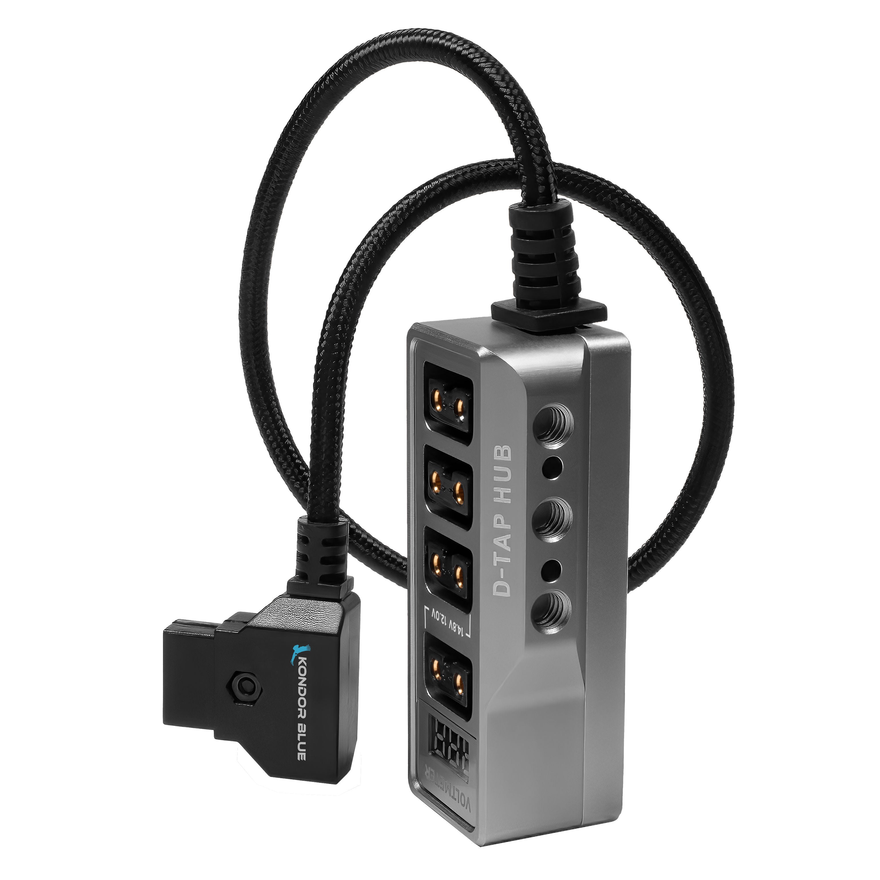kondor-blue-12v-d-tap-hub-voltmeter-4-fach-splitter-aus-metall image 2