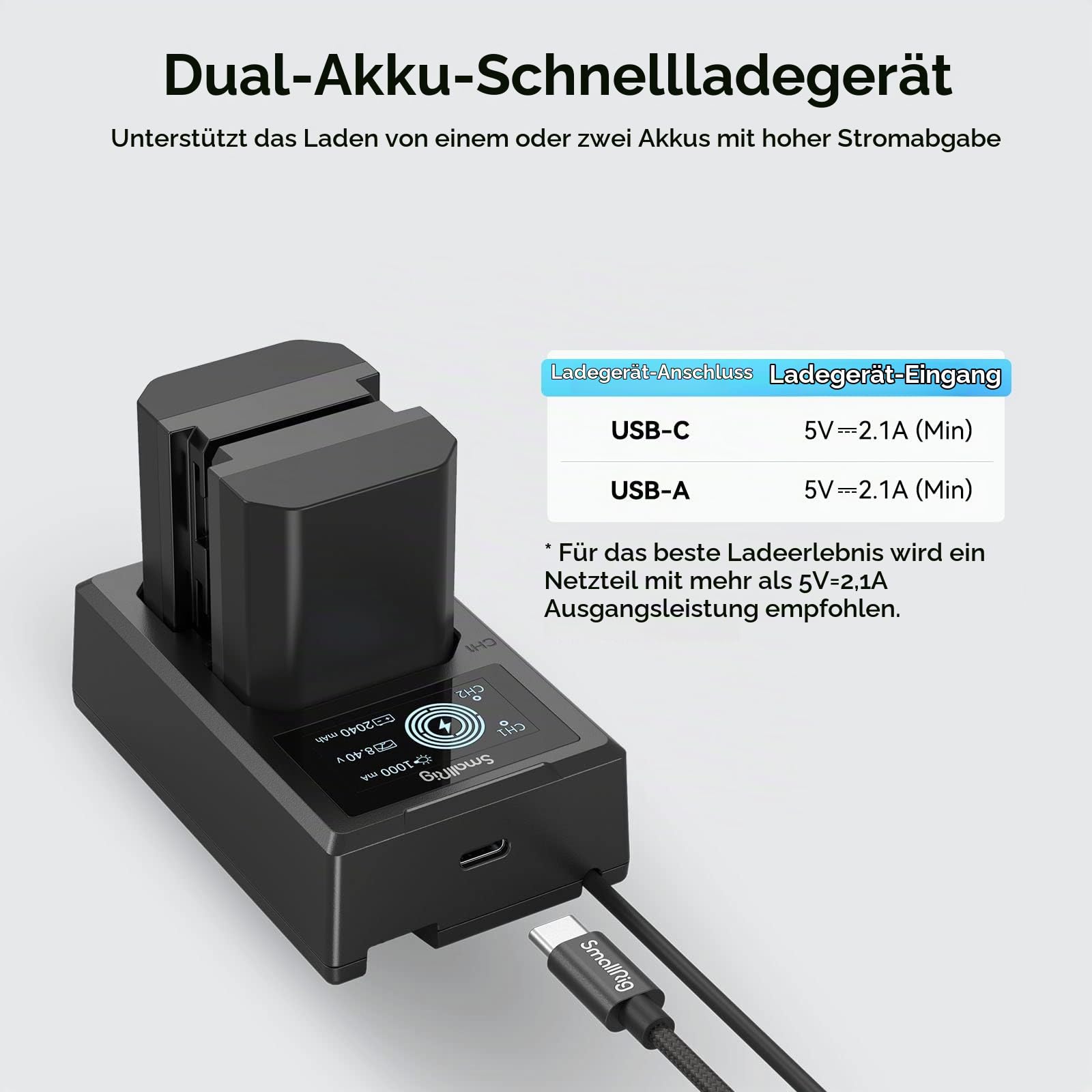 smallrig-np-fz100-akku-set-2x-2040mah-lcd-dual-ladeger-t-f-r-sony-3824b image 5