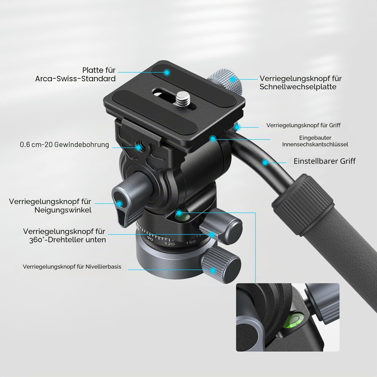 smallrig-ch20-fluid-videokopf-4170b-mit-nivellierbasis-und-arca-swiss-platte-4-k image 3
