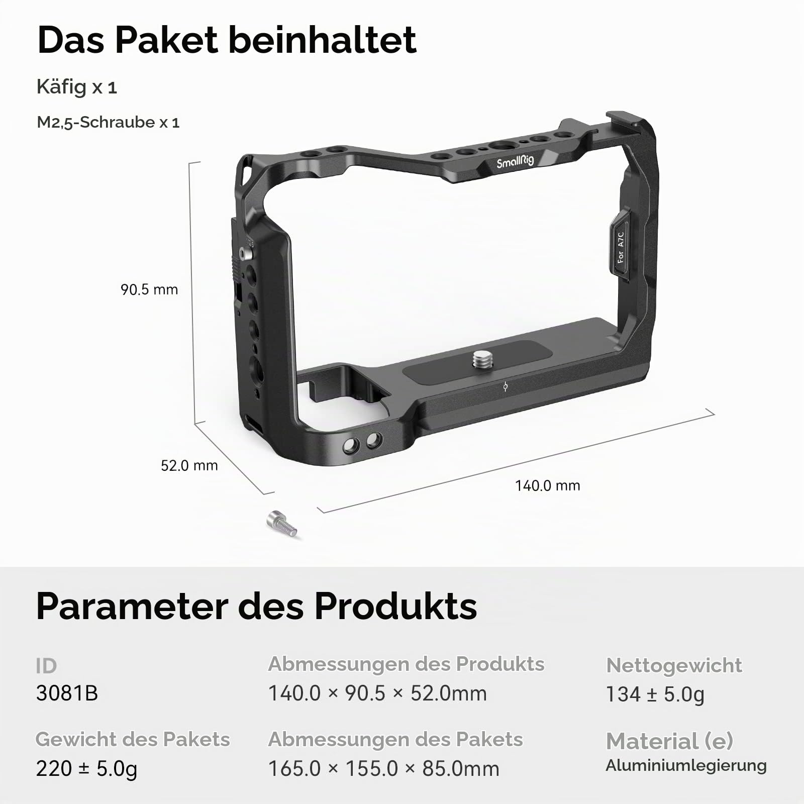 smallrig-3081b-vollk-fig-cage-f-r-sony-a7c-mit-arca-platte-und-cold-shoe image 5