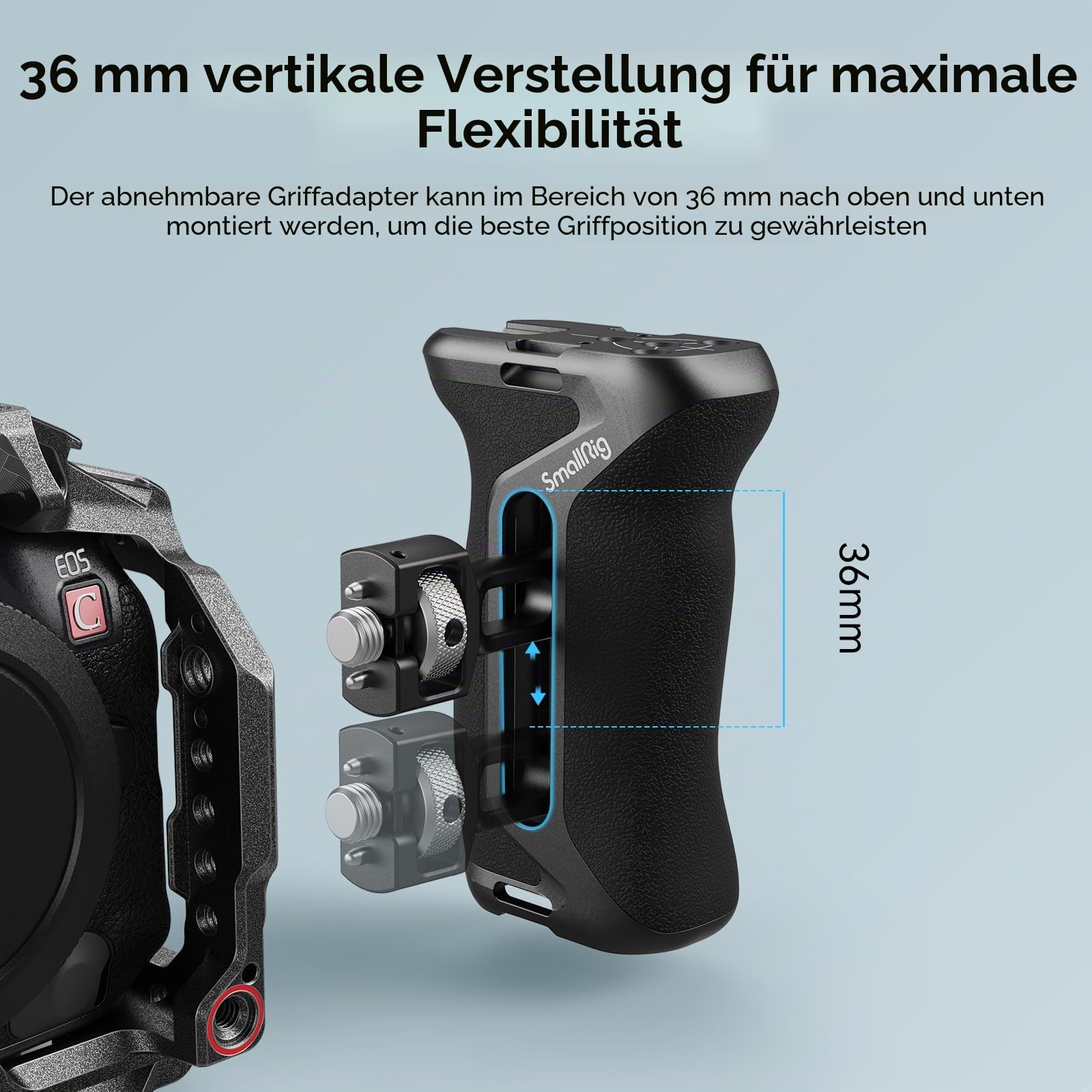 smallrig-4016-locating-side-handle-3-8-16-arri-verstellbar-36mm-mit-cold-shoe-f- image 6
