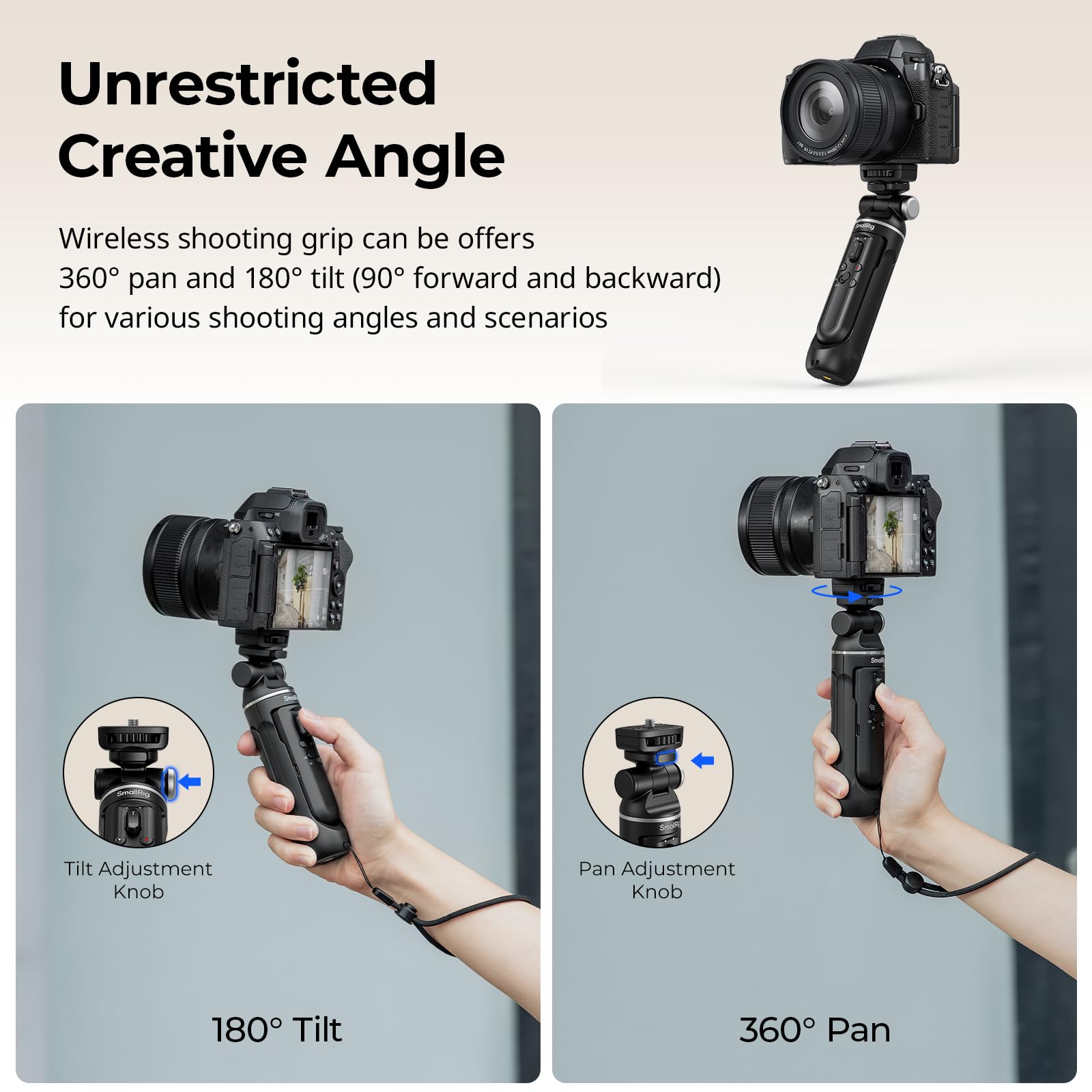 smallrig-sr-rg2-4551-kabelloser-aufnahmegriff-selfie-stick-stativ image 2
