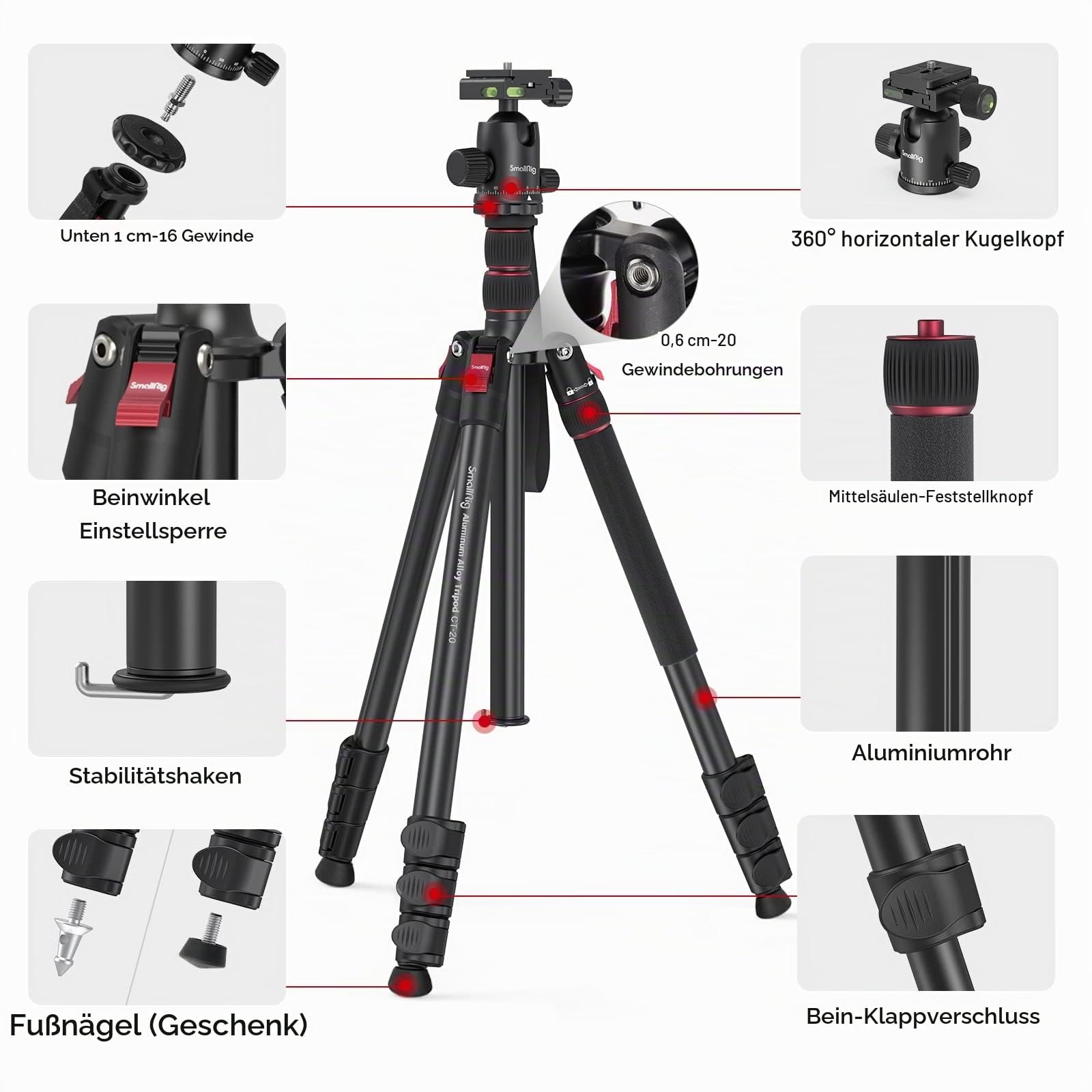 smallrig-3474c-stativ-einbeinstativ-200cm-mit-36mm-panorama-kugelkopf-15kg-tragk image 2