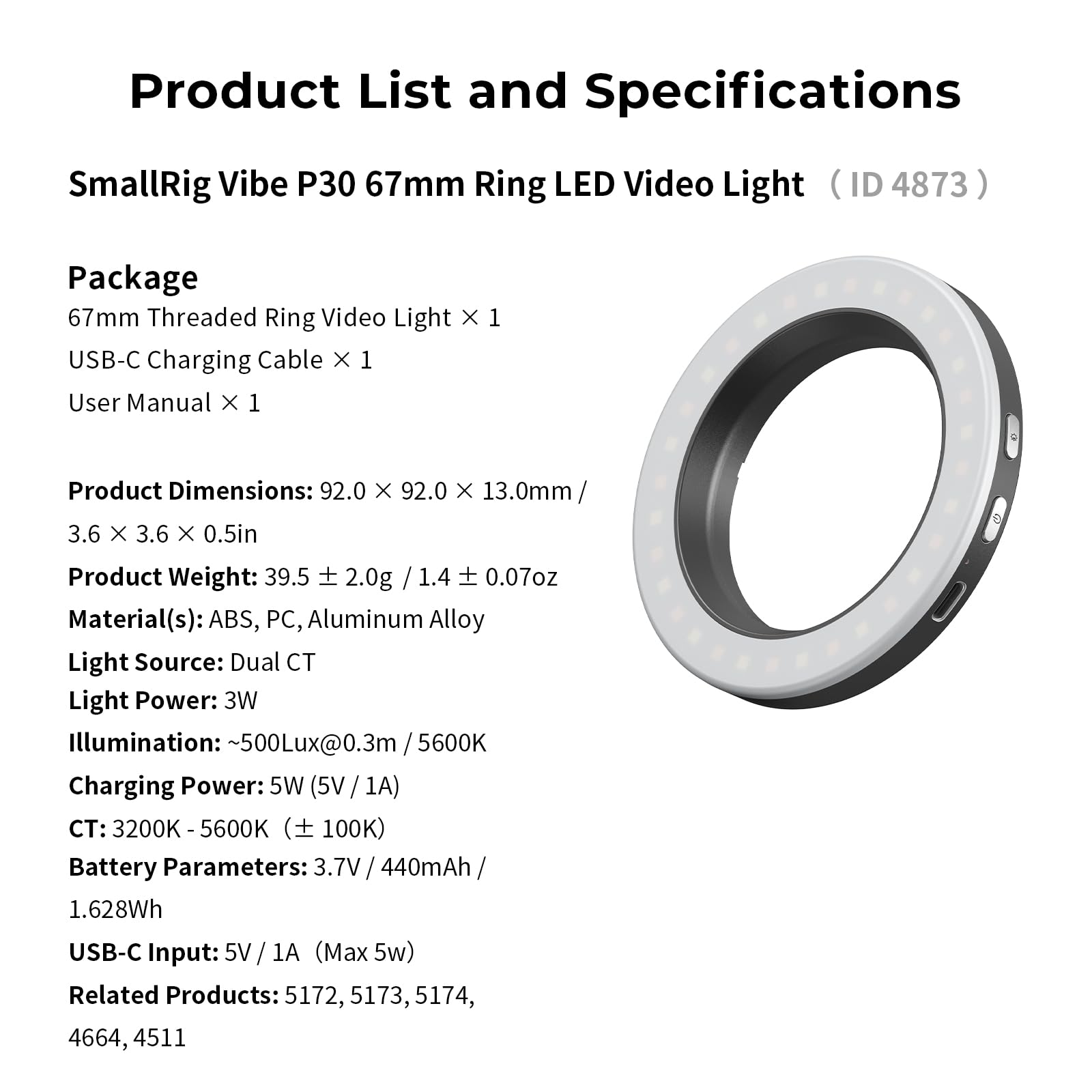 smallrig-vibe-p30-bi-color-ring-led-videoleuchte-f-r-67mm-handyhalterungen image 8