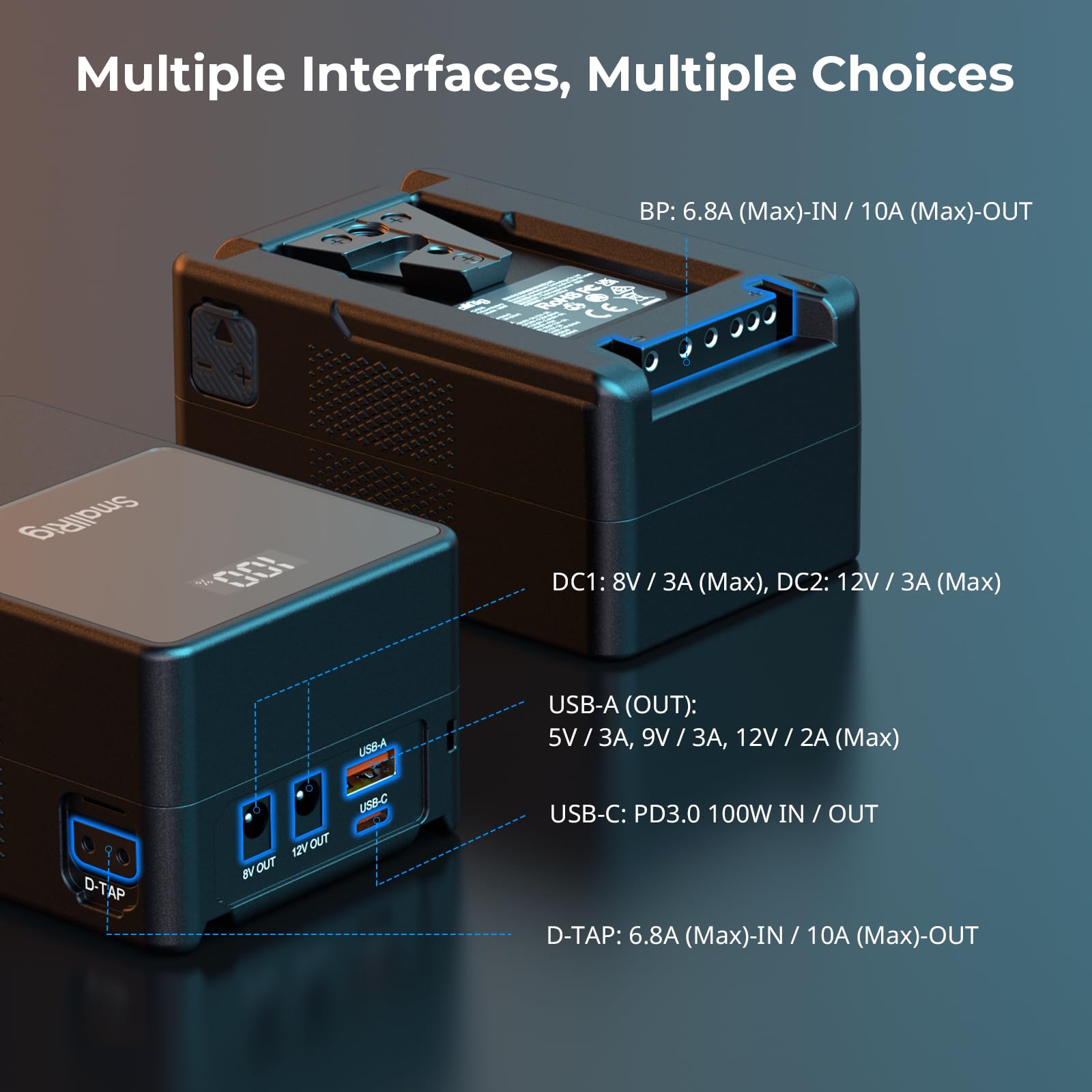 smallrig-vb99-3580b-mini-v-mount-akku-99wh-6700mah-mit-oled-und-65w-pd-usb-c image 3
