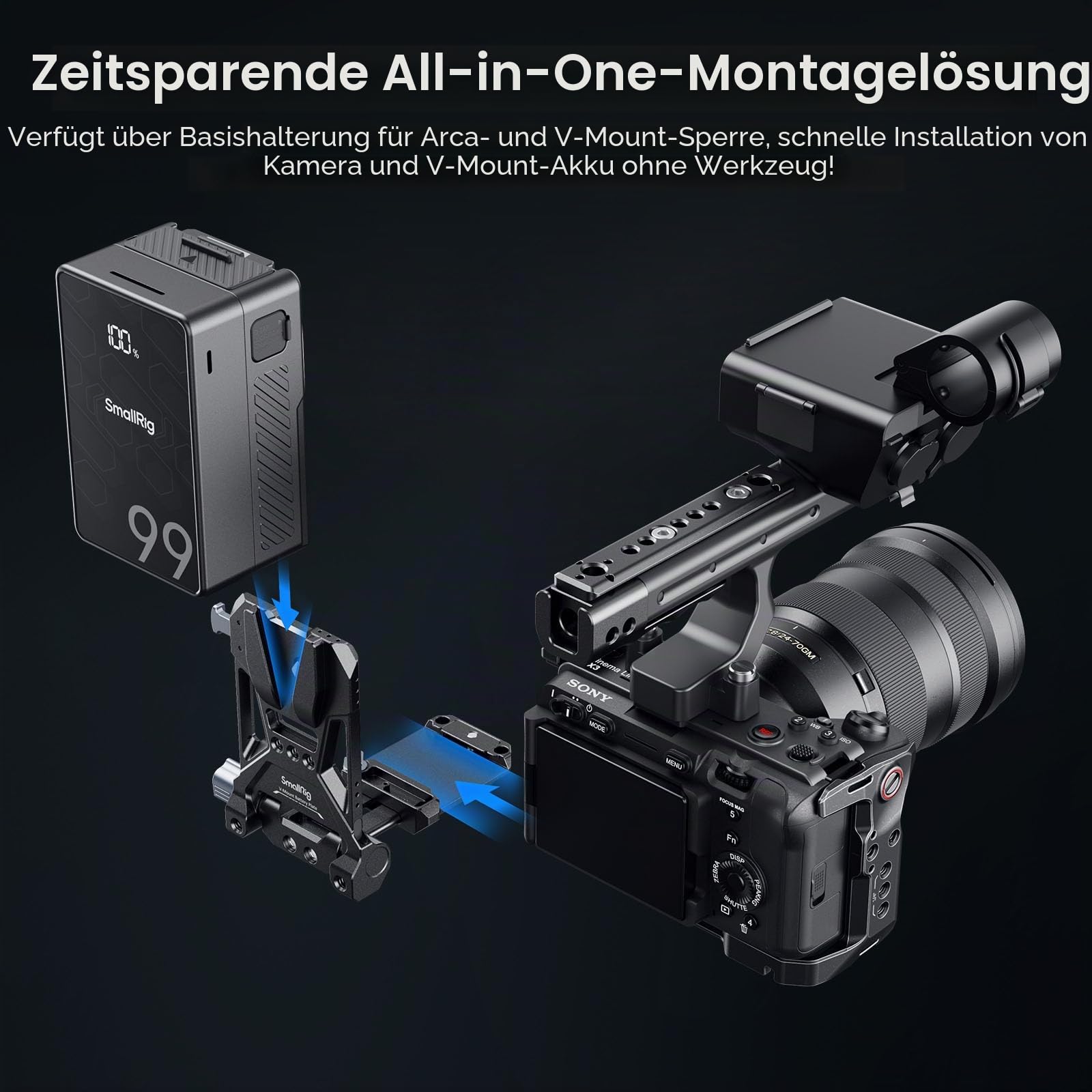 smallrig-v-mount-battery-plate-4064b-mit-doppelter-arca-swiss-schnellwechselplat image 2