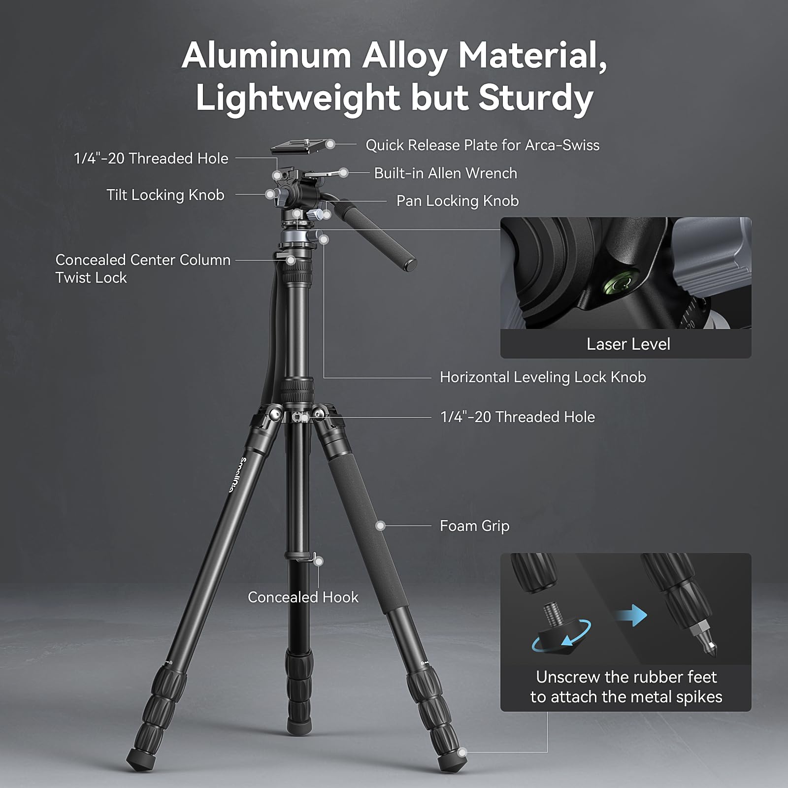 smallrig-freeblazer-ct190-4319-72-zoll-video-stativ-mit-fluidkopf-und-einbeinsta image 2
