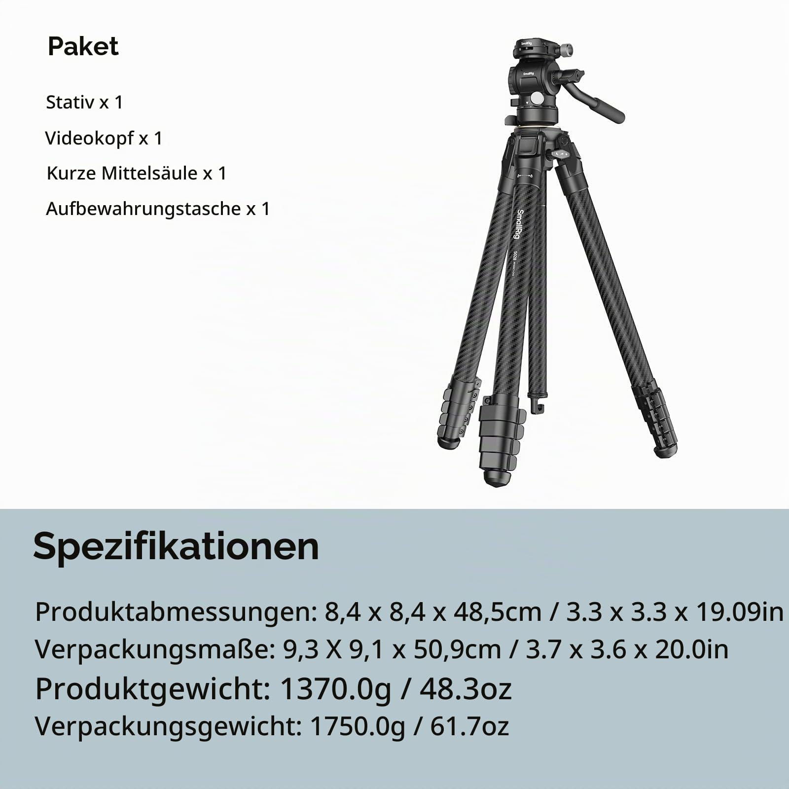 smallrig-5028-freeblazer-carbon-reisestativ-set-158-cm-mit-video-neiger-und-einb image 7