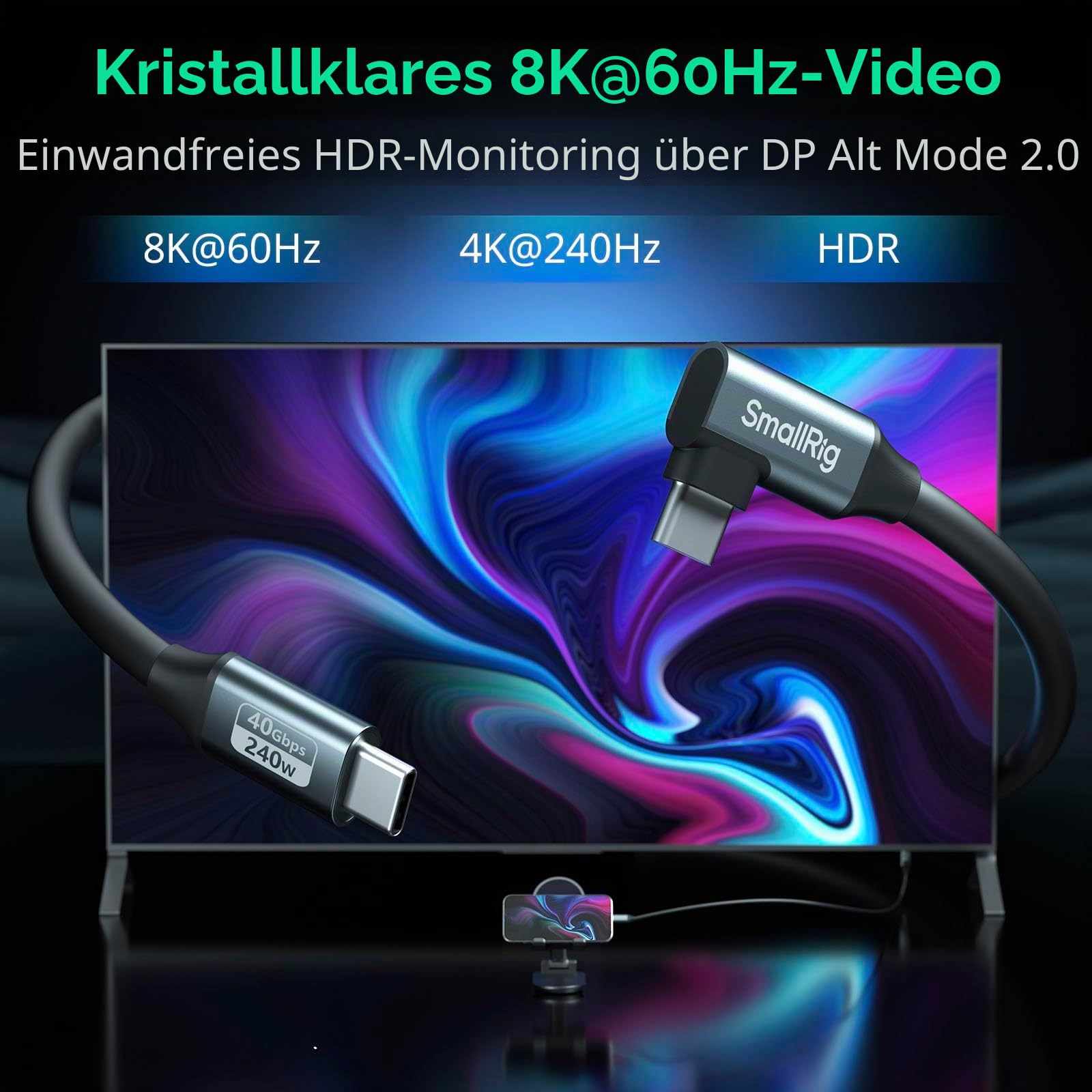 smallrig-usb4-kabel-5075-40-gbit-s-240w-8k-60hz-usb-c-35-cm image 4