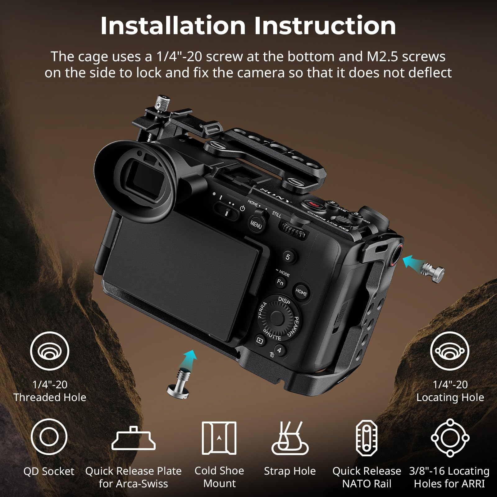 smallrig-5587-hawklock-kamerak-fig-cage-f-r-sony-fx2-mit-arca-platte-und-hdmi-kl image 3
