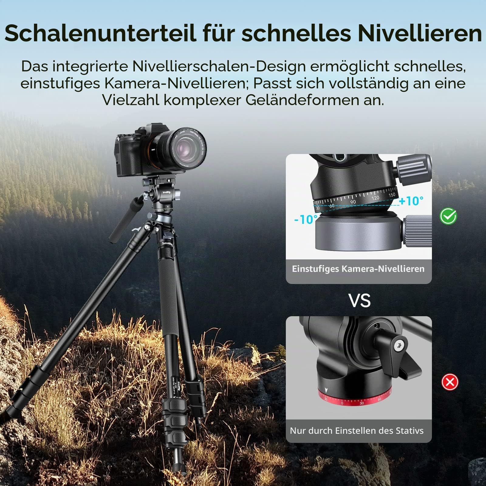 smallrig-ch20-fluid-videokopf-4170b-mit-nivellierbasis-und-arca-swiss-platte-4-k image 2