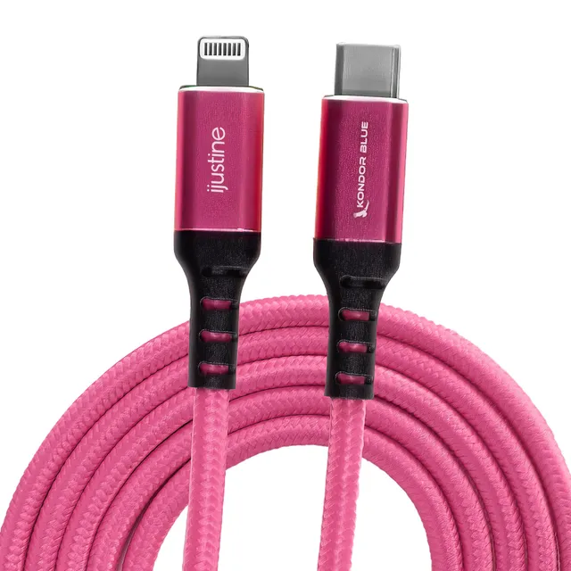 kondor-blue-ijustine-pink-lightning-kabel-1m-usb-c-usb-a-laden-sync image 1