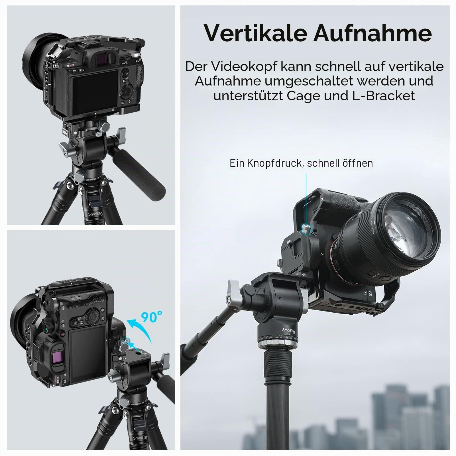 smallrig-4104-video-fluidkopf-stativkopf-5kg-mit-teleskopgriff-arca image 2