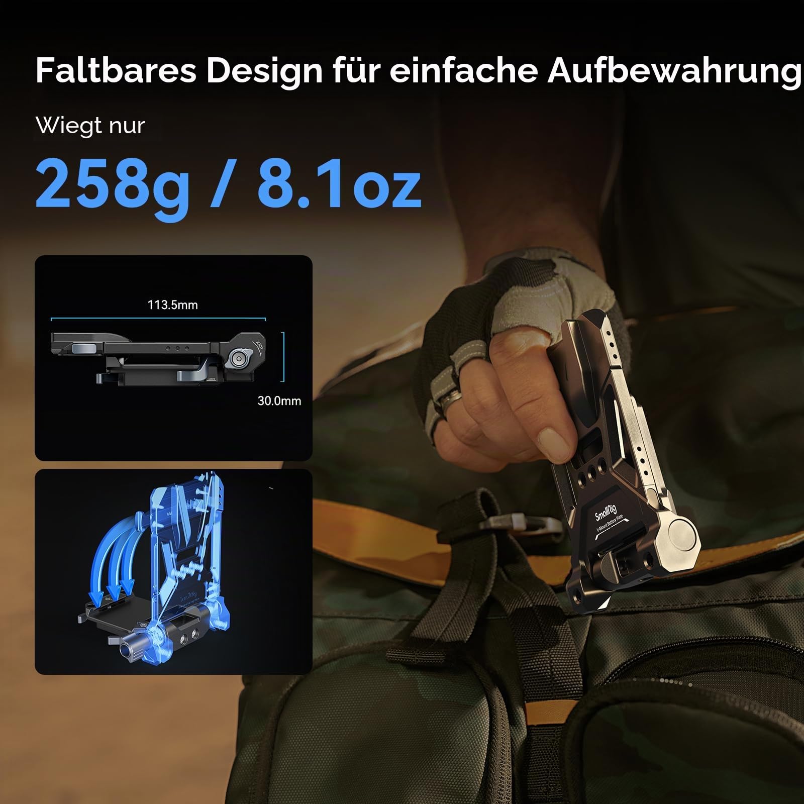 smallrig-v-mount-battery-plate-4064b-mit-doppelter-arca-swiss-schnellwechselplat image 3