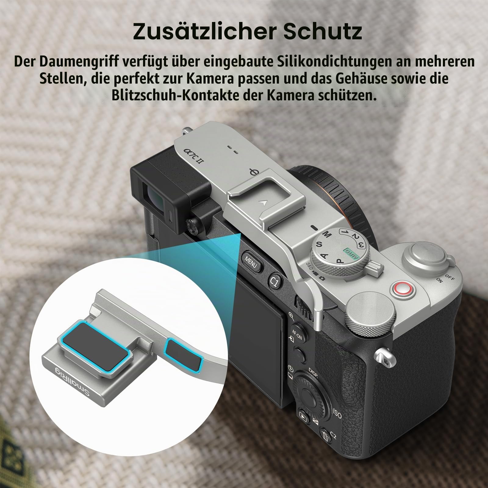 smallrig-4818-daumengriff-silber-f-r-sony-alpha-7c-7c-ii-7cr-mit-blitzschuh-8g image 2