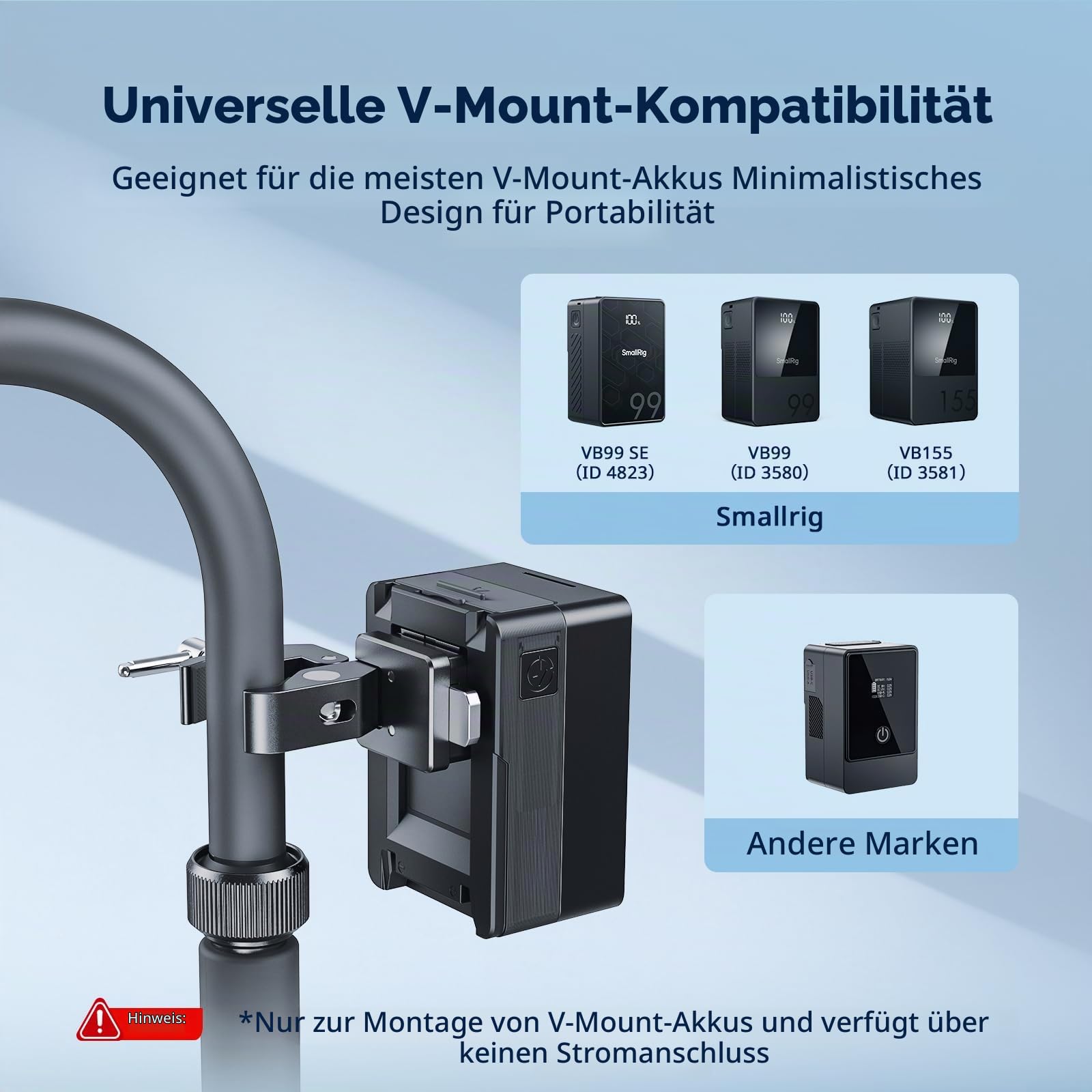 smallrig-5313-v-mount-klemme-krabbenform-15-40-mm-rohrklemme-1-5-kg-tragkraft image 3
