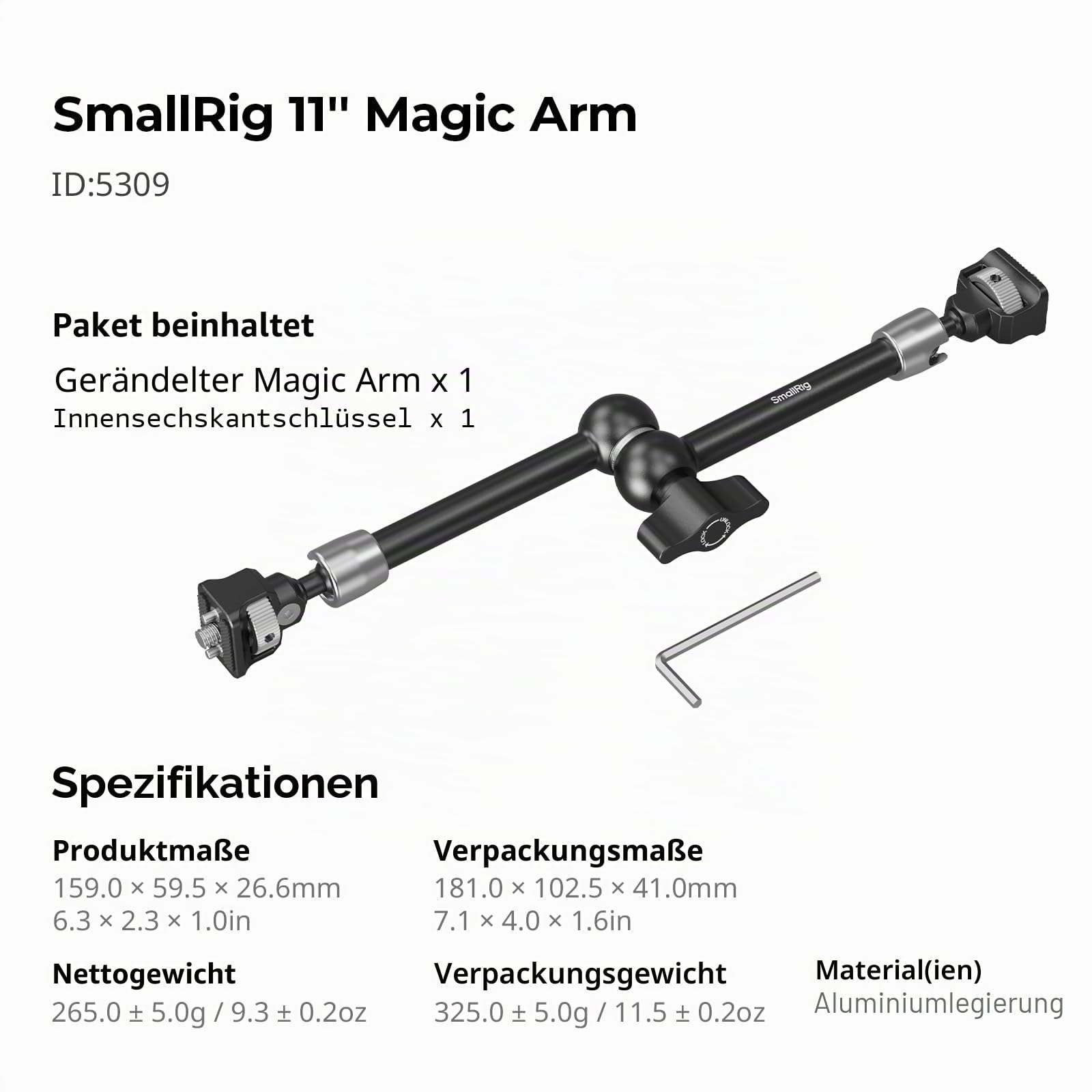 smallrig-5309-magic-arm-11-zoll-mit-1-4-20-schrauben-1-5-kg-tragkraft image 7