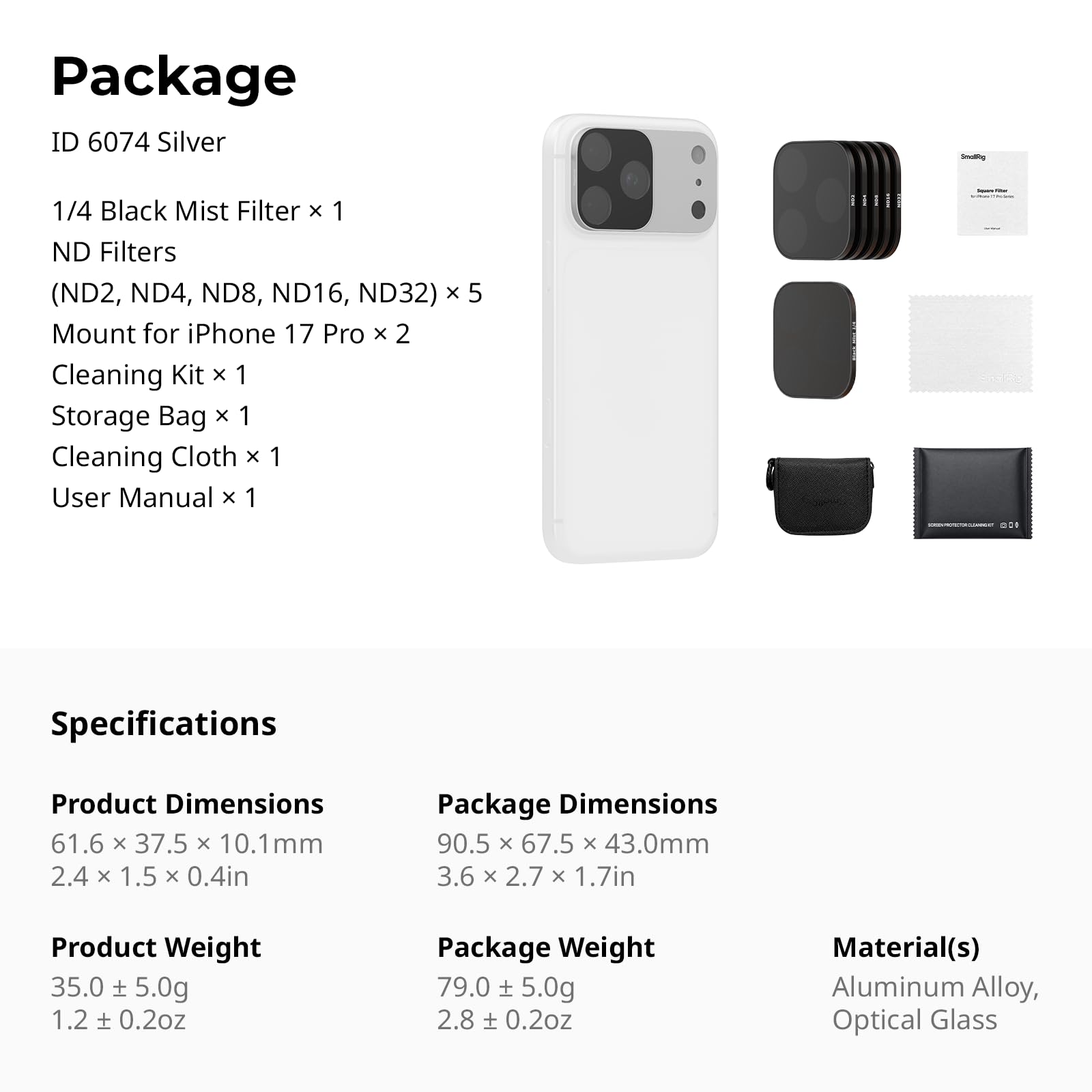 smallrig-6074-square-nd-black-mist-filter-kit-6er-f-r-iphone-17-pro-silber image 6