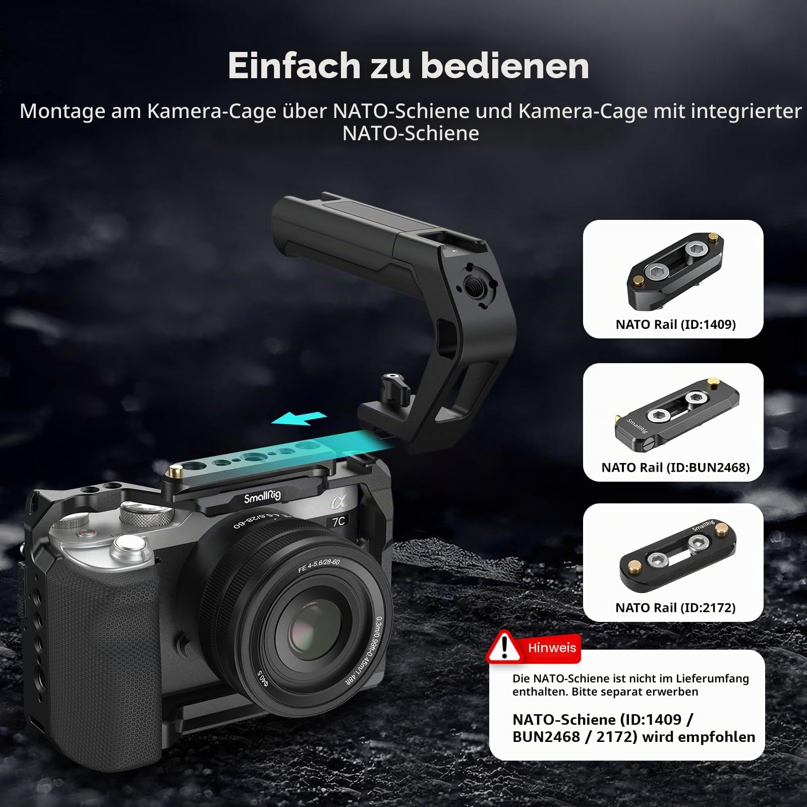smallrig-nato-obergriff-tiny-5977-119-g-mit-arri-loch-und-cold-shoe image 2