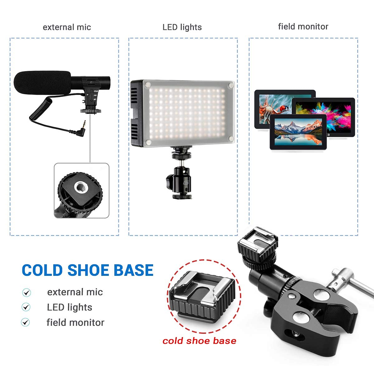 smallrig-universal-klemme-1125-mit-blitzschuh-f-r-monitor-und-licht image 3